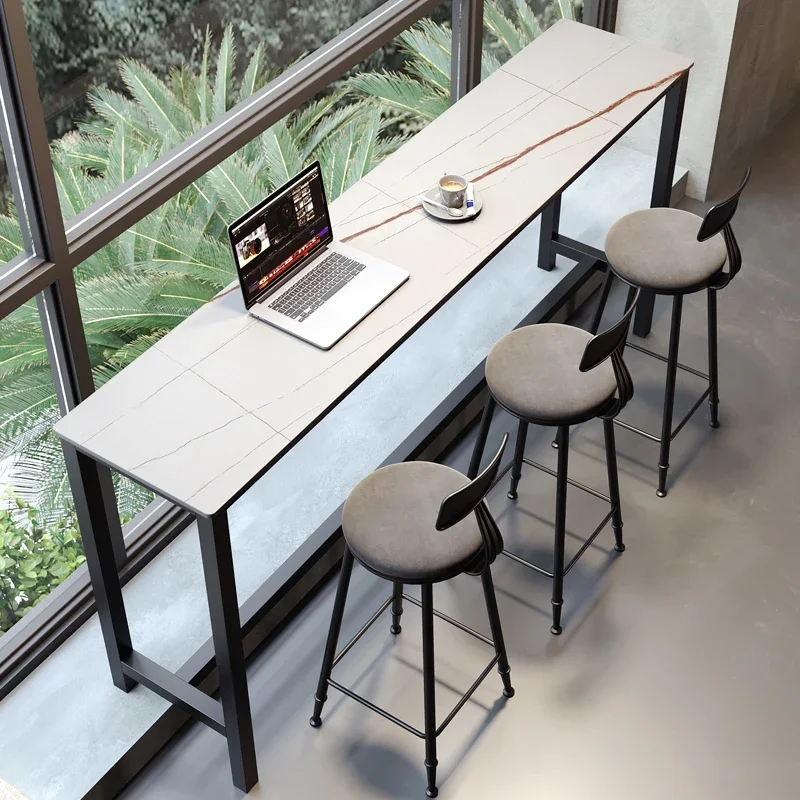 Commercial Kitchen Wall Tiles - โต๊ะบาร์สไตล์นอร์ดิกสำหรับระเบียง ห้องครัว วางพิงผนัง โต๊ะบาร์ค็อกเทลทรงยาว โต๊ะกาแฟสูง เฟอร์นิเจอร์