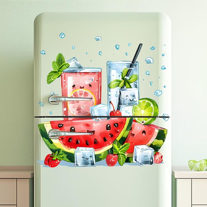 Commercial Kitchen Wall - ใหม่ คูล ซัมเมอร์ วอเตอร์เมลอน ดริ้งค์สติ๊กเกอร์ติดผนังห้องครัวตู้เย็นสติ๊กเกอร์กันน้ำแบบมีกาวในตัวตกแต่งบ้านแบบถอดได้