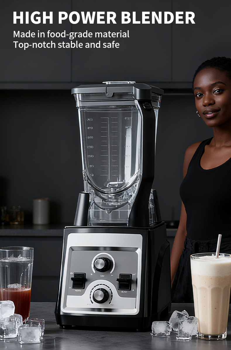 Commercial Blender Heavy Duty - เครื่องปั่นอเนกประสงค์สำหรับใช้ในครัวเรือนและเชิงพาณิชย์ กำลังไฟ 2200 วัตต์ พร้อมใบมีด 6