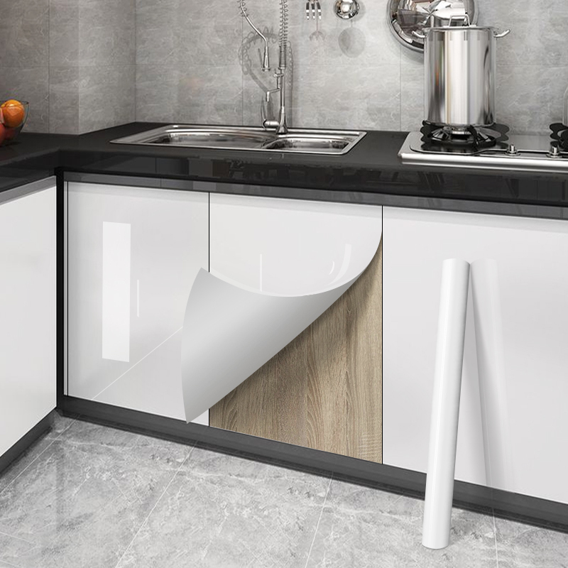 Commercial Kitchen Wall - สติ๊กเกอร์ติดผนังสีขาวเงาสำหรับตู้ ตกแต่งเฟอร์นิเจอร์เก่า ตกแต่งด้วยสติ๊กเกอร์แบบติดเอง กันน้ำมันในครัว กันน้ำ
