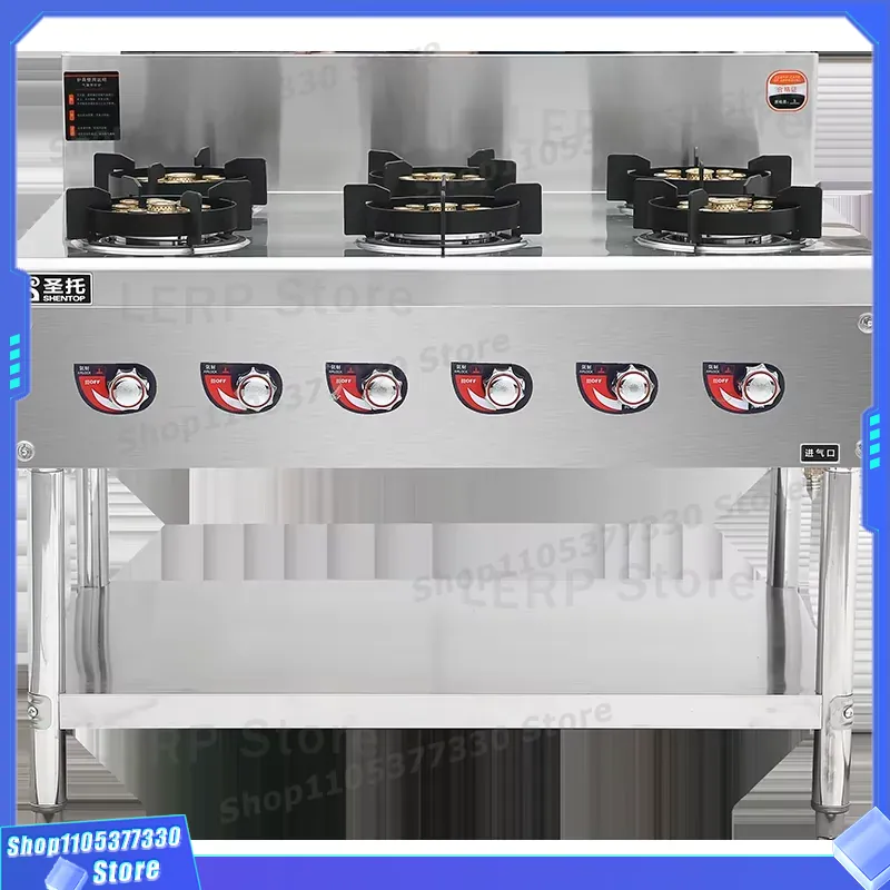 Commercial Kitchen Burner - เตาแก๊สแบบตั้งโต๊ะ 6 หัวเตา สำหรับร้านอาหาร อุปกรณ์ครัวสำหรับงานหนัก พร้อมขาตั้งสำหรับเชฟมืออาชีพ