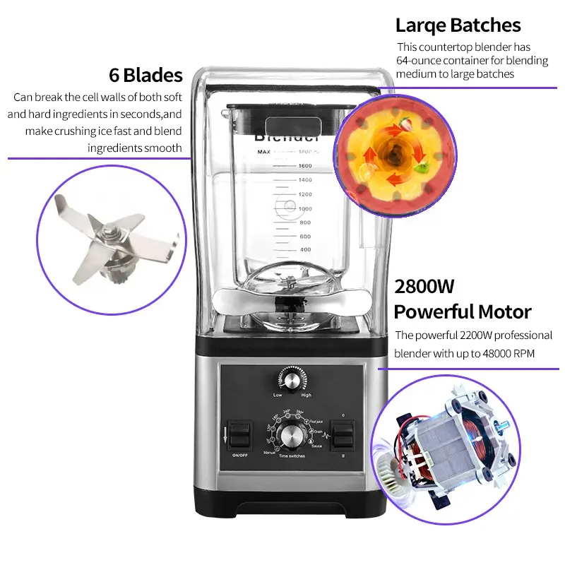 Commercial Blender Heavy Duty - เครื่องปั่นอเนกประสงค์สำหรับงานหนัก รุ่นผสมผักและวิตามิน 2000 วัตต์