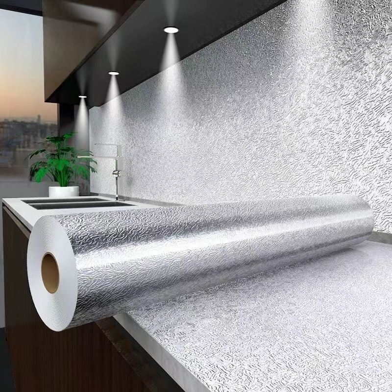 Commercial Kitchen Wall - 60 ซม.* 1 M Self-Adhesive สติกเกอร์น้ํามันชั้นวางของกันน้ําลิ้นชักอลูมิเนียมฟอยล์อุปกรณ์ครัวสติ๊กเกอร์ติดผนัง