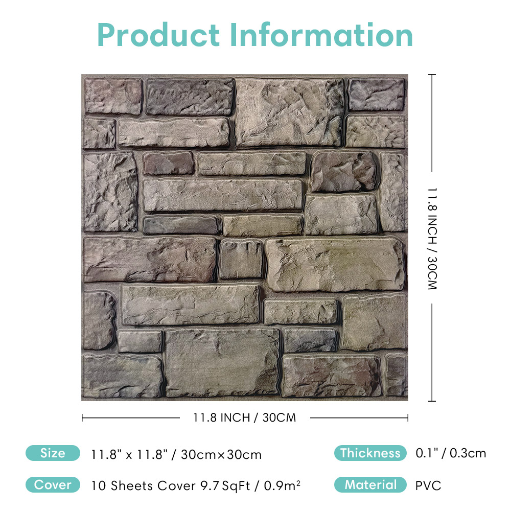 10 ชิ้น 3D Faux หิน Peel และ S - Commercial Kitchen Wall บทวิจารณ์และราคา