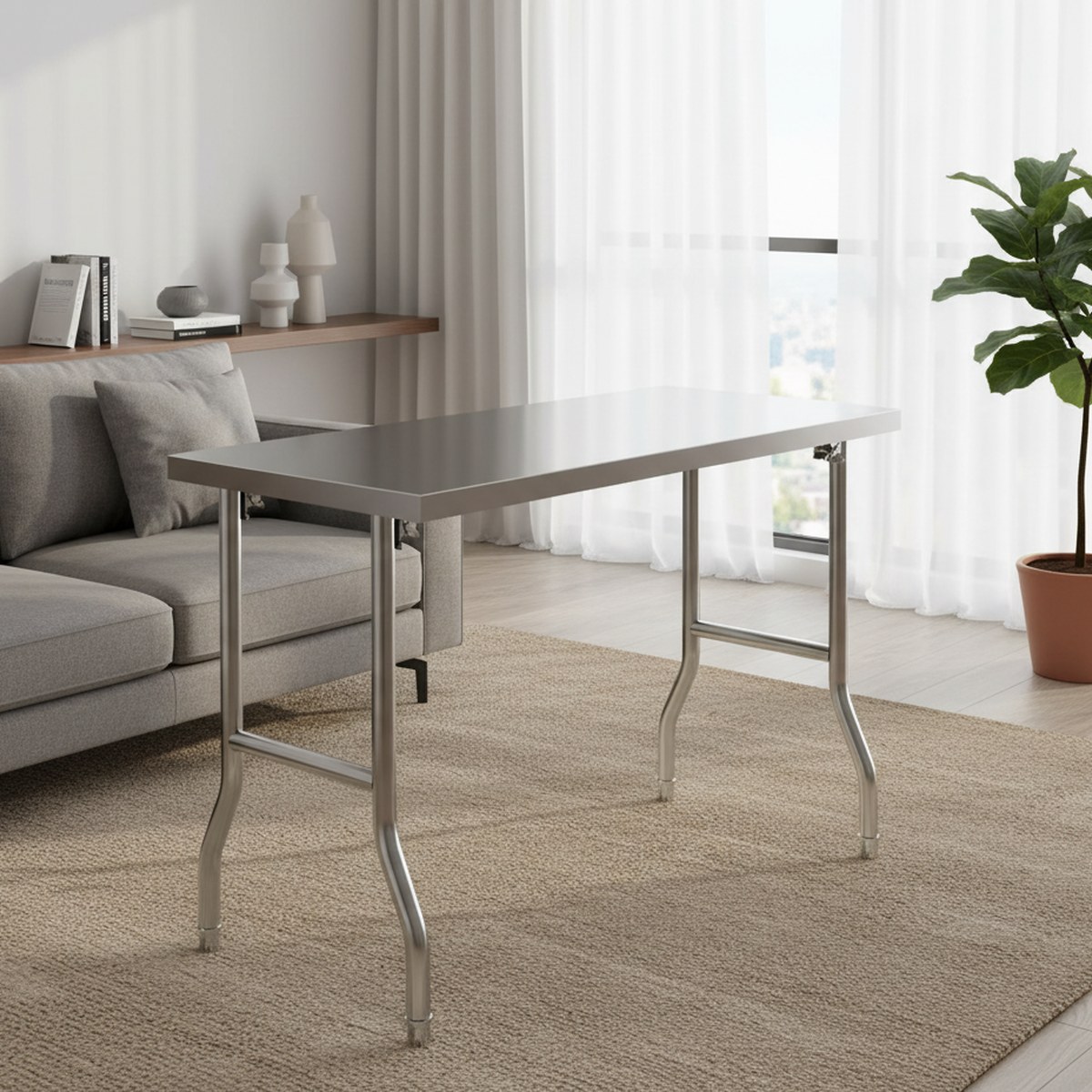 โต๊ะเตรียมอาหารพับได้สแตนเลสสำ - Commercial Kitchen Table บทวิจารณ์และราคา